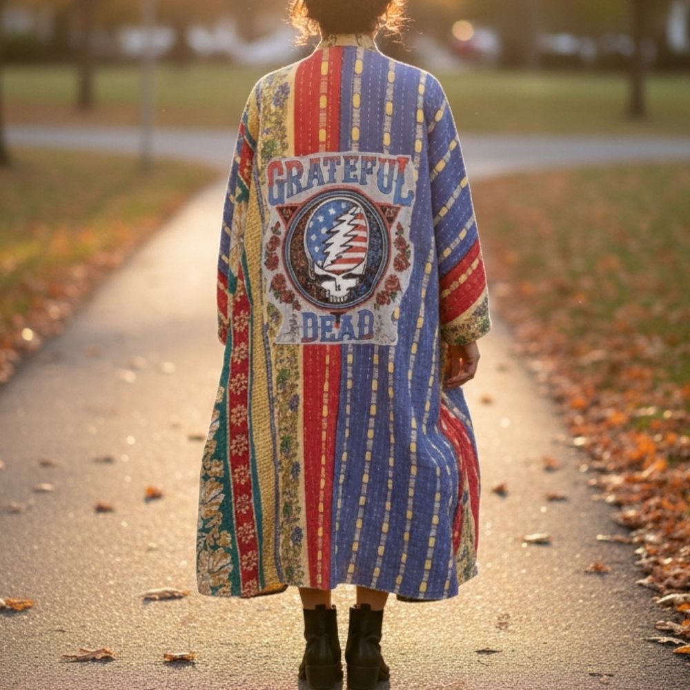 OOAK GRATEFUL DEAD KANTHA KIMONO SM-2X